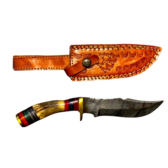 Damascus Blade Blacksmith Crafted includes Leather Sheath - Picture 1 of 9